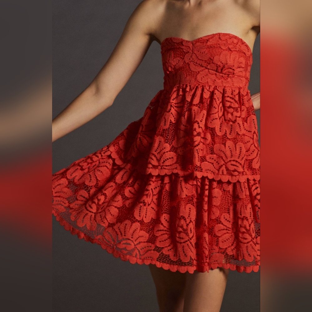 NWT MAEVE STRAPLESS LACE MINI DRESS - Picture 3 of 4